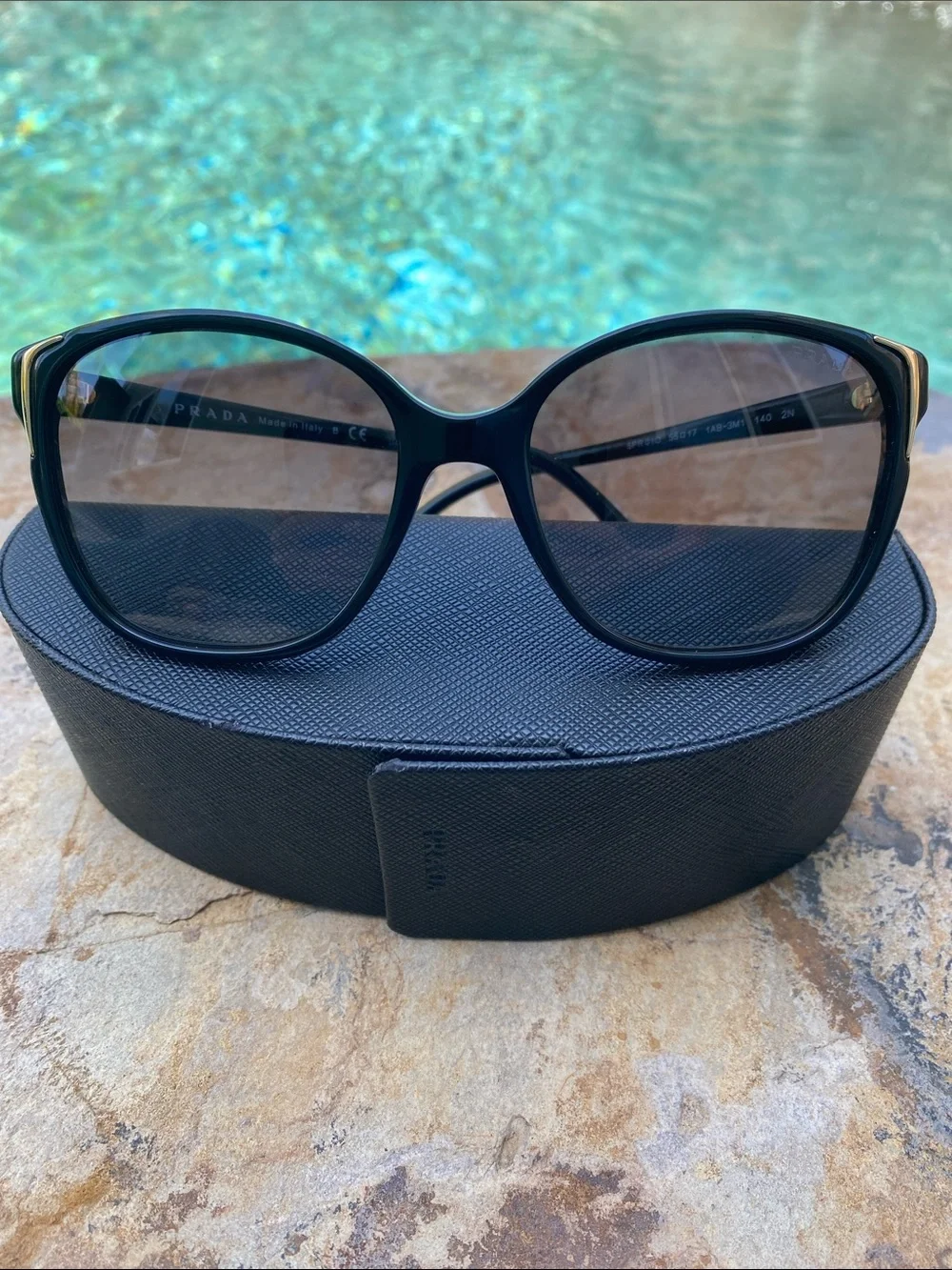 Authentic Prada Black Butterfly Frame Sunglasses with Dark Lenses SPR01O 1AB-3M1
